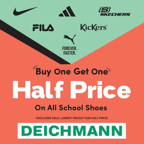 Buy one, get one half price on school shoes